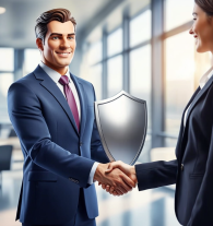 a couple of men sitting at a table with laptops